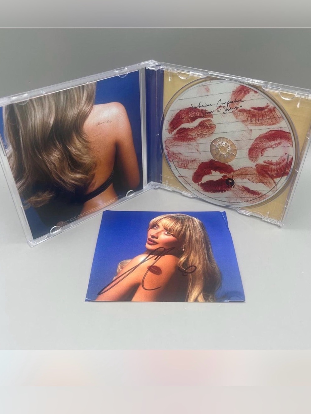 SIGNED Sabrina Carpenter Art Card with CD Short n’ Sweet in Jeweled Case NEW💋